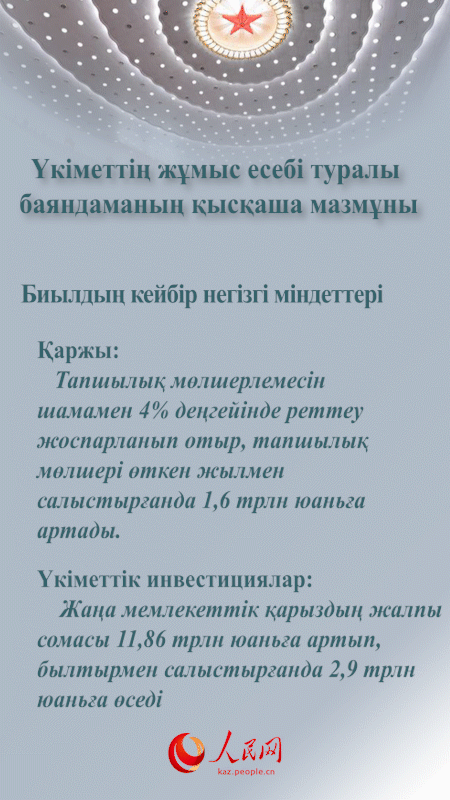 Екі сессия: Үкіметтің жұмыс есебі туралы баяндаманың қысқаша мазмұны