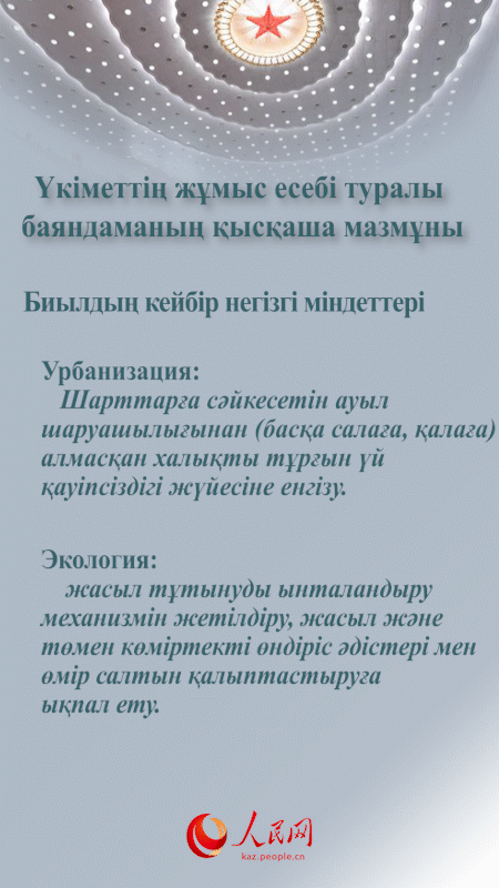 Екі сессия: Үкіметтің жұмыс есебі туралы баяндаманың қысқаша мазмұны