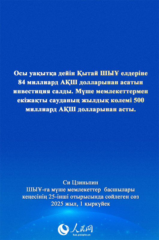 Си Цзиньпиннің ШЫҰ-ға мүше мемлекеттер басшылары кеңесінің 25-інші отырысындағы маңызды сөзі